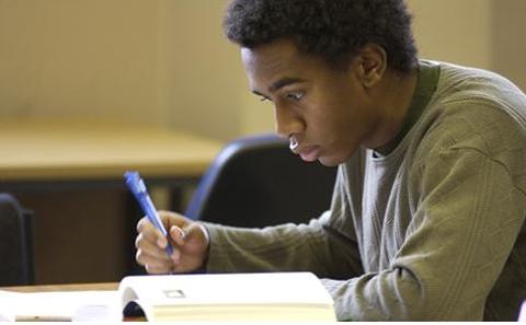 Student in an exam